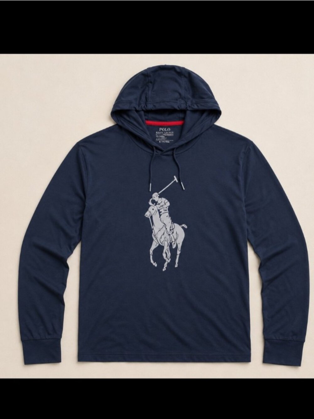 Polo Ralph Lauren Performance Hoodie Men Medium Big Pony Navy Pullover Preppy